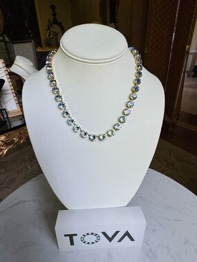 TOVA Oakland light sapphire Blue Crystal Tennis Necklace last one